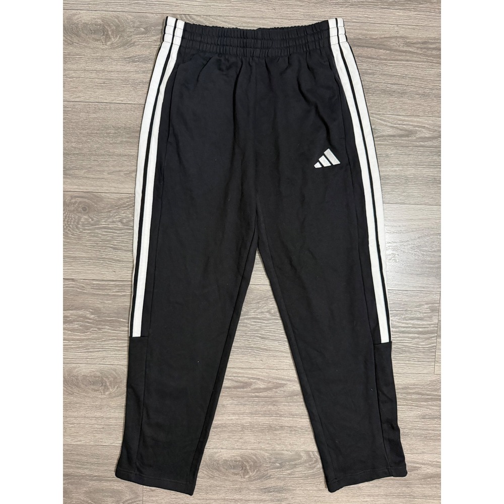 Adidas Mens M 3S FL PANT Black White Fleece Tapered Joggers JY9028 Size M